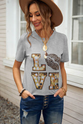 Cartoon Letter Print Valentine Tee - Shah S. Sahota